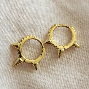 Missoma Spike mini hoop earrings in gold and diamond